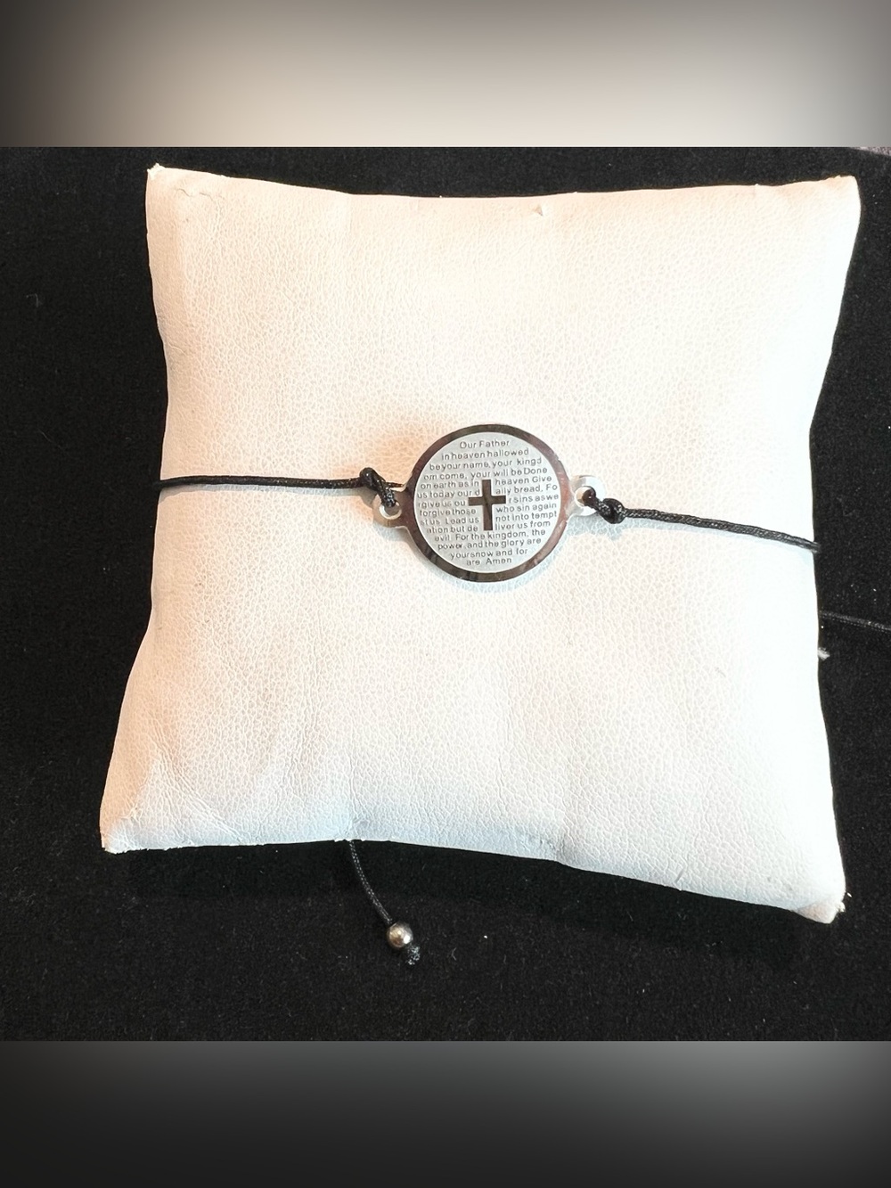 Silver Our Father Lord’s Prayer Cross Bracelet Stainless Steel Adjustable